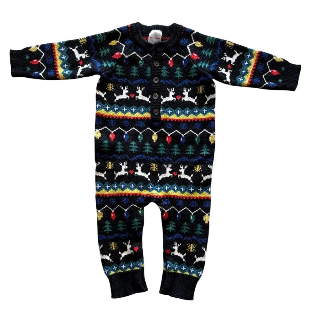 Hanna Andersson‎ Baby Holiday Knit Romper Christmas Fair Isle 80cm 18-24 Months
